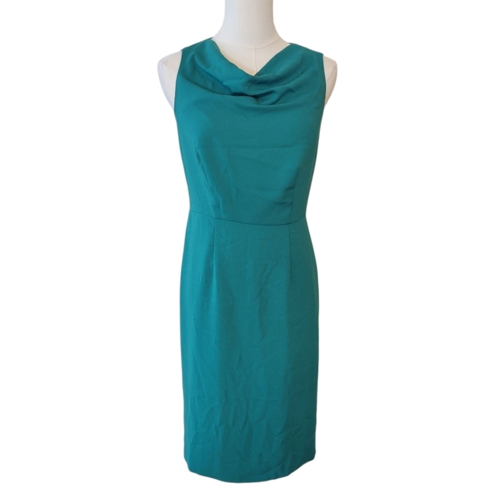 Ann Taylor Green Draped‎ Neckline Sleeveless Dress Size 2 Petite